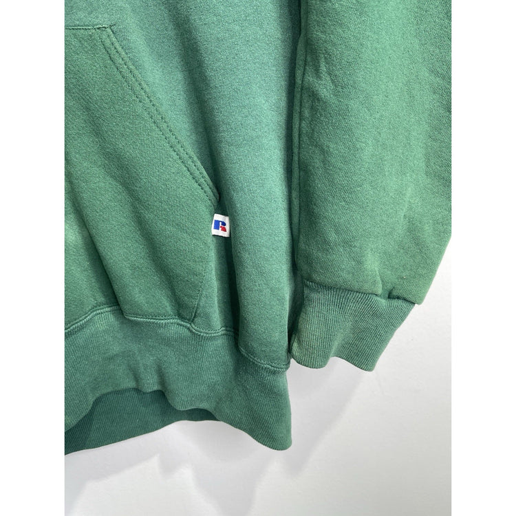 Men’s Vintage 90s Russell Athletic Henley Button Hoodie Green Sz XL