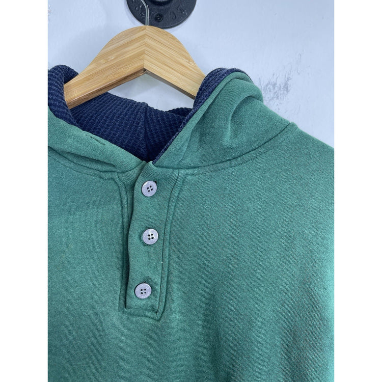 Men’s Vintage 90s Russell Athletic Henley Button Hoodie Green Sz XL