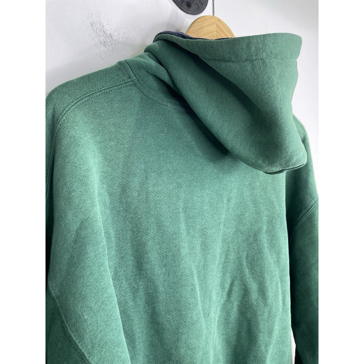 Men’s Vintage 90s Russell Athletic Henley Button Hoodie Green Sz XL