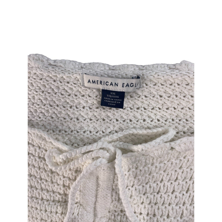 Women's American Eagle White Crochet Tie-Front Dress Size XXL