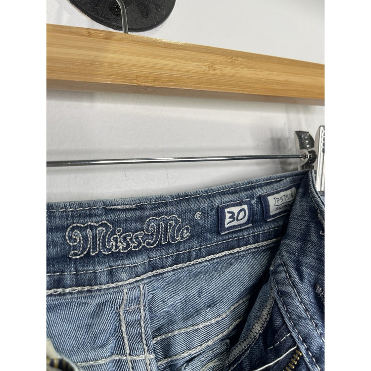 Women’s Y2K Blue Miss Me Jeans Skinny Rhinestone Pockets 30x32
