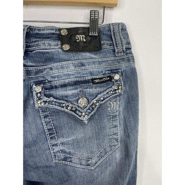 Women’s Y2K Blue Miss Me Jeans Skinny Rhinestone Pockets 30x32