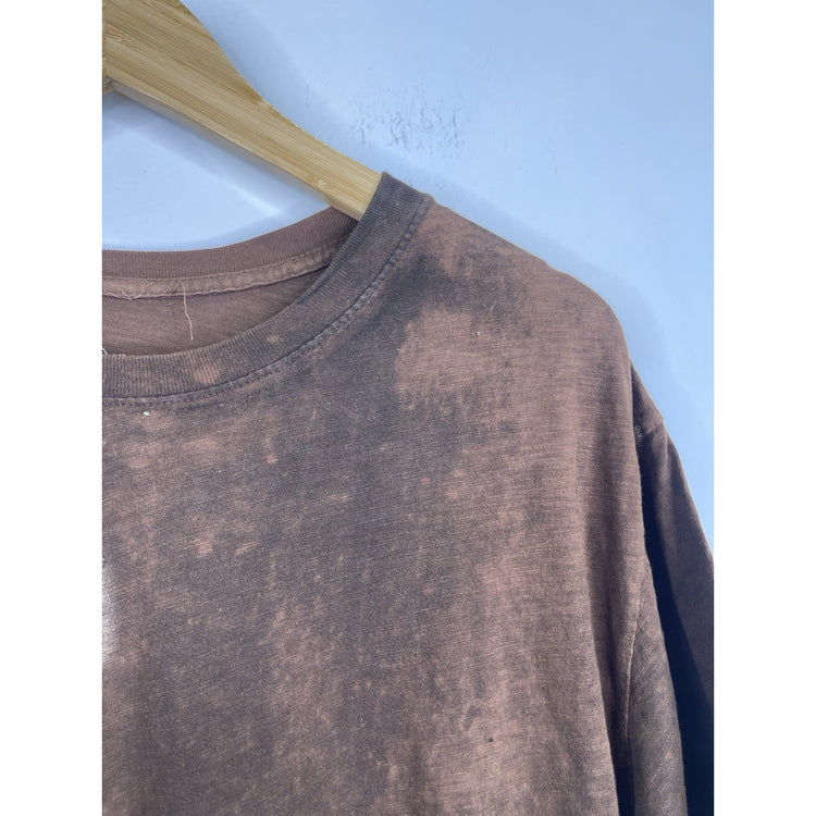 Men’s Brown Affliction Silver Logo Short Sleeve T Shirt Sz Large