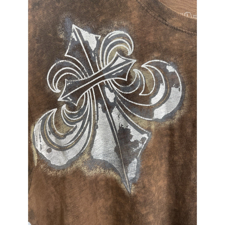 Men’s Brown Affliction Silver Logo Short Sleeve T Shirt Sz Large