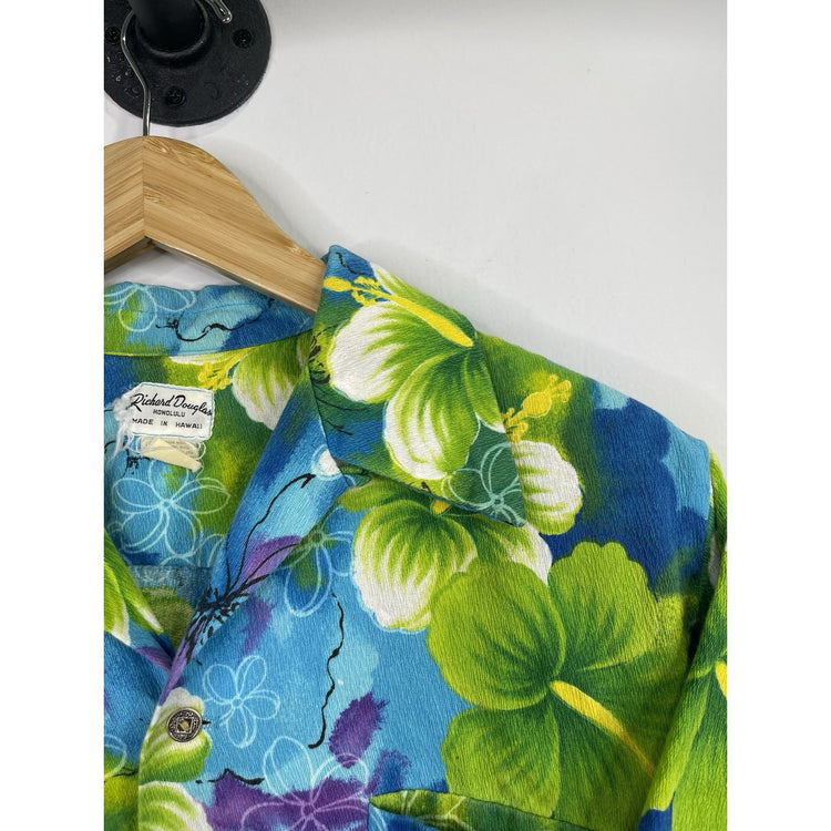 Men’s Richard Douglas Honolulu Hawaii Button Up Floral Shirt Sz L/M