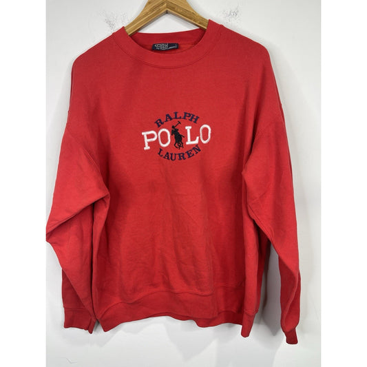 Men’s Polo By Ralph Lauren Embroidered Red Pullover Sweatshirt Sz L/XL