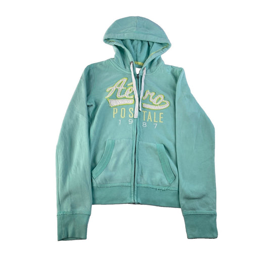 Womens Aeropostale Teal Blue Zip Up Hoodie Sweatshirt Size S