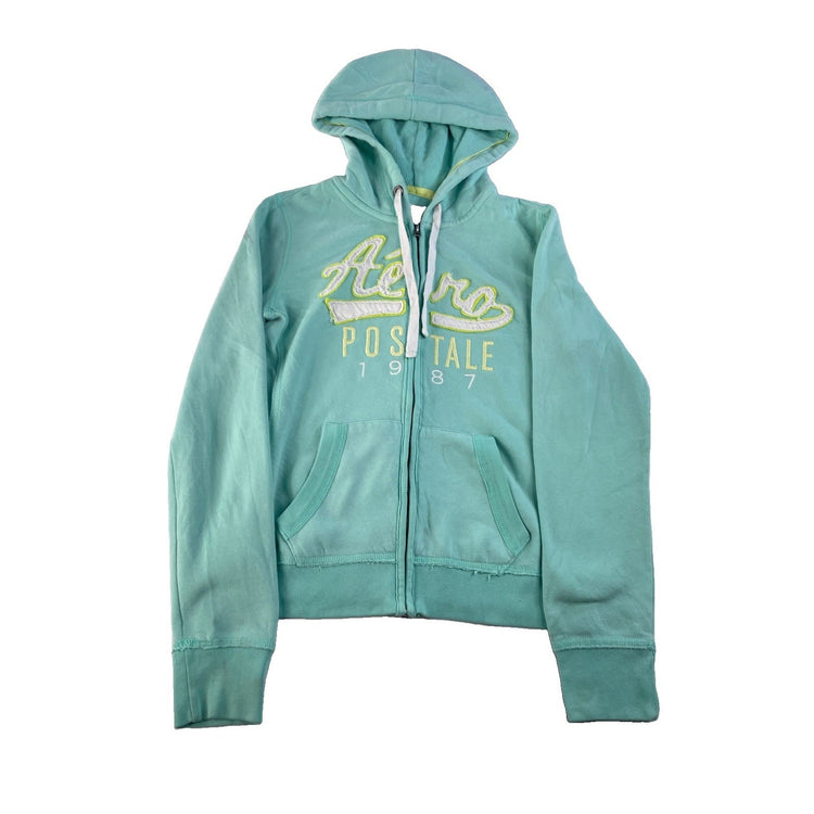 Womens Aeropostale Teal Blue Zip Up Hoodie Sweatshirt Size S