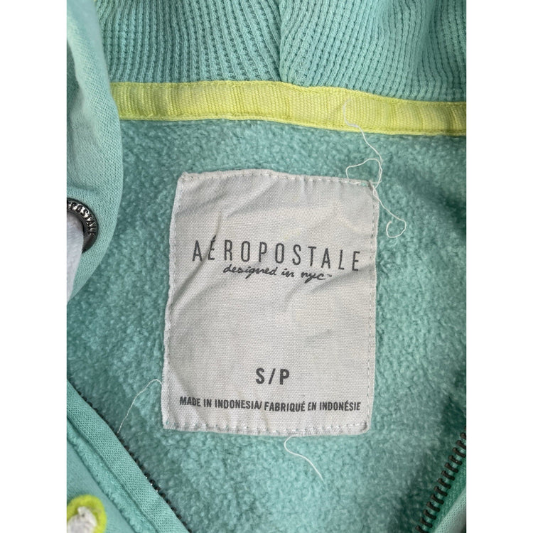 Womens Aeropostale Teal Blue Zip Up Hoodie Sweatshirt Size S