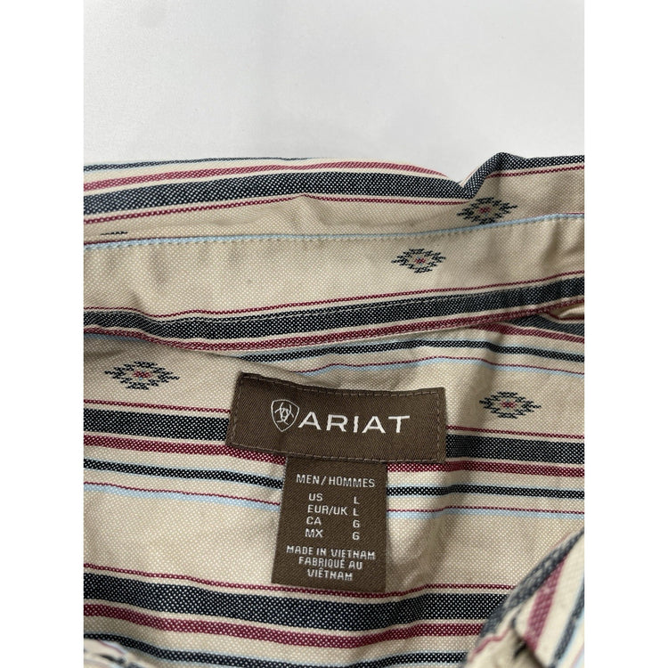 Men Ariat Classic Western |Stripes|Medallion| ButtonUp Shirt Size L