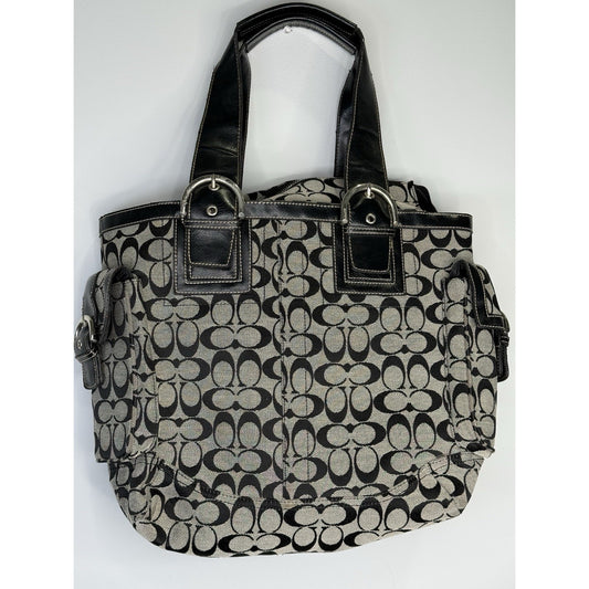 Coach Signature C Jacquard Black Leather Trim Bag
