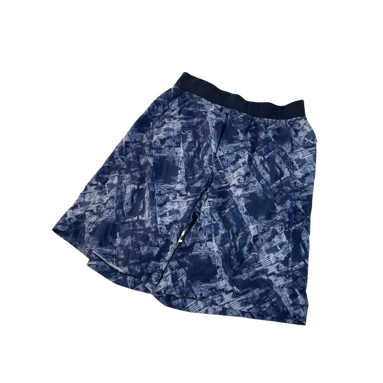 Men's Lululemon Performance Athletic Shorts Blue Abstract Print Size M