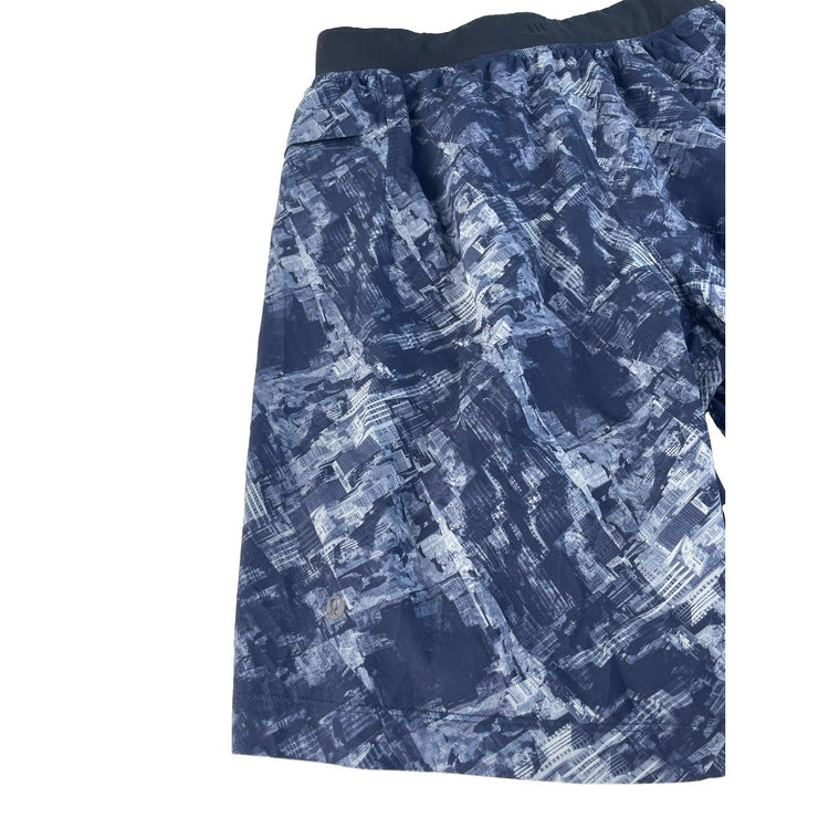 Men's Lululemon Performance Athletic Shorts Blue Abstract Print Size M