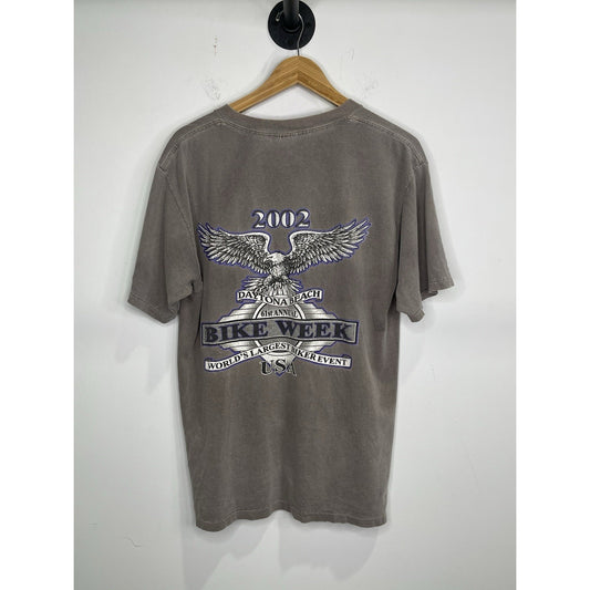 Vintage 2002 Mens 61st Annual Bike Week Graphic Grey T Shirt Sz Large