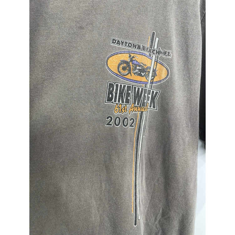 Vintage 2002 Mens 61st Annual Bike Week Graphic Grey T Shirt Sz Large