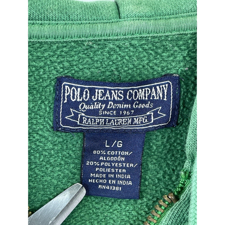 Mens Vintage Polo Jeans Company Large Green Hoodie