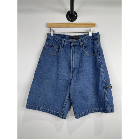 Men’s Y2K Hip-Hop Blue Denim Raw Edge Brand Carpenter Jean Shorts 32x10