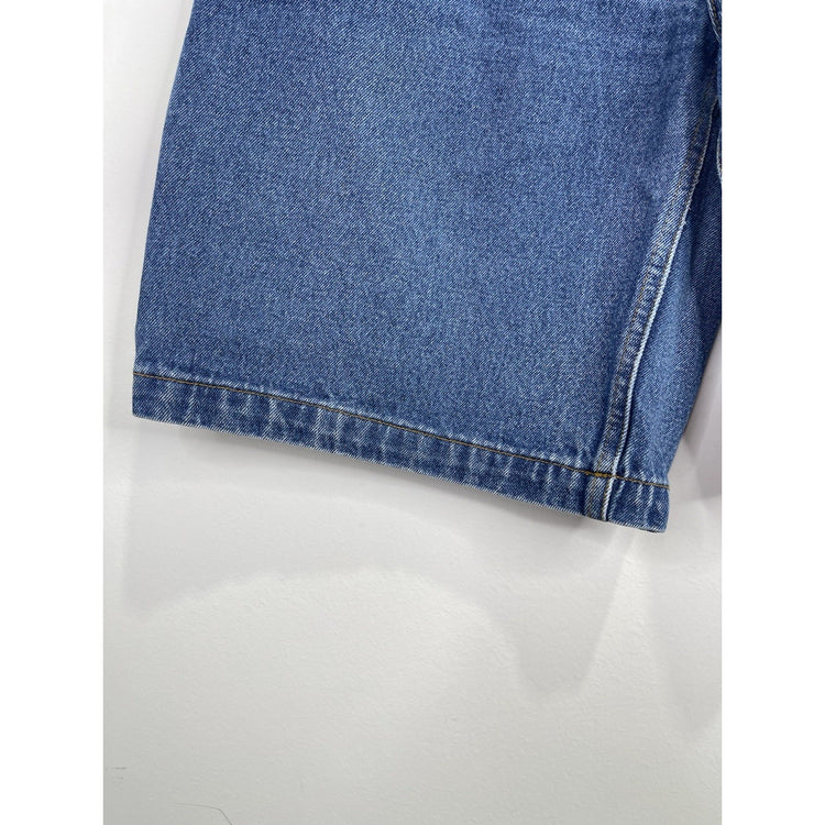 Men’s Y2K Hip-Hop Blue Denim Raw Edge Brand Carpenter Jean Shorts 32x10
