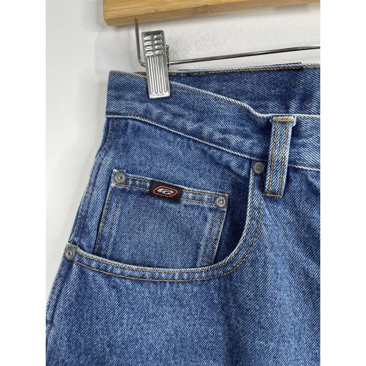 Men’s Y2K Hip-Hop Blue Denim Raw Edge Brand Carpenter Jean Shorts 32x10