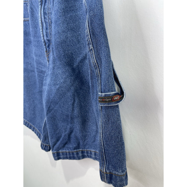 Men’s Y2K Hip-Hop Blue Denim Raw Edge Brand Carpenter Jean Shorts 32x10