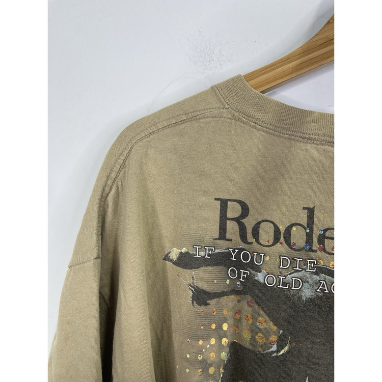 Wrangler Men's Brown 2004 Rodeo Graphic Double Sided T-Shirt Sz XL