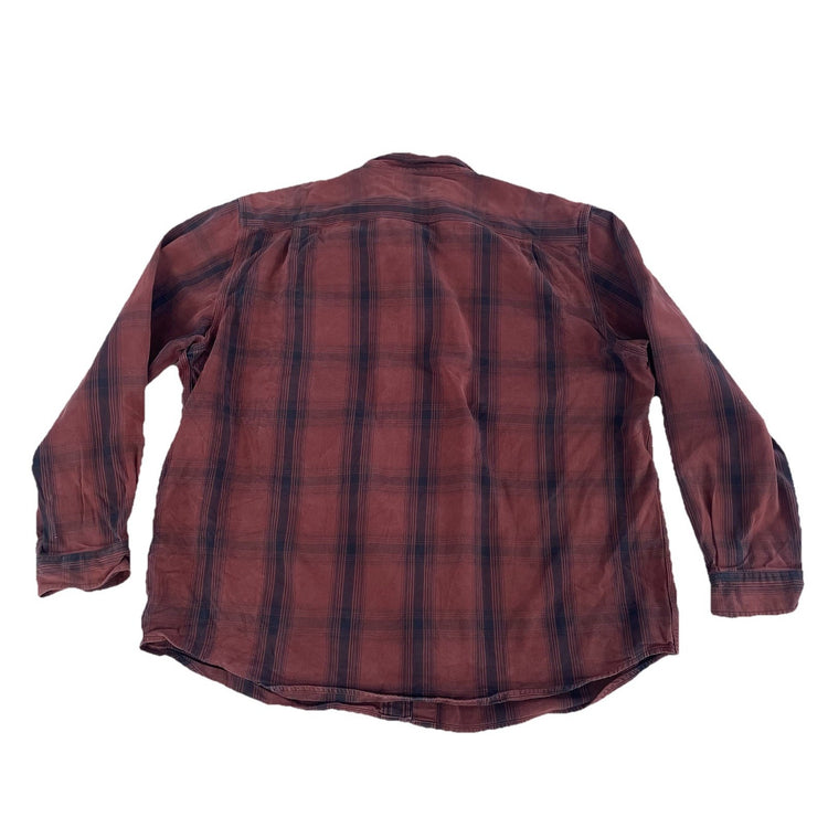 Mens Carhartt Orginal Fit Red & Balck Plaid Flannel Button Down T Shirt Size 2XL