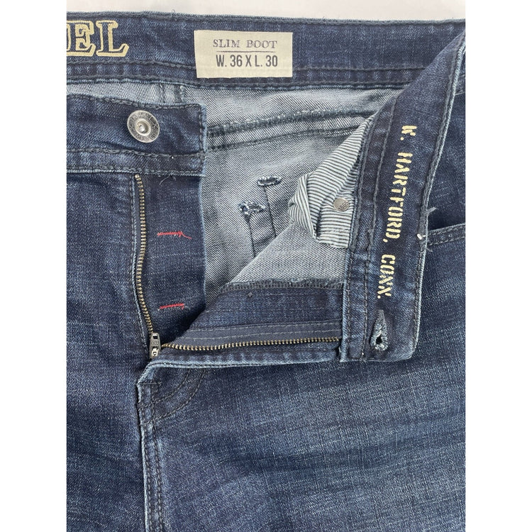 Mens TK AXEL Slim Bootcut Dark Wash Blue Jean Size 36x30
