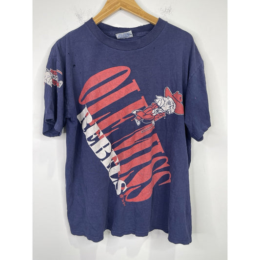 Men’s VTG Blue Ole Miss Rebels Graphic T Shirt The Game Tag Sz Large