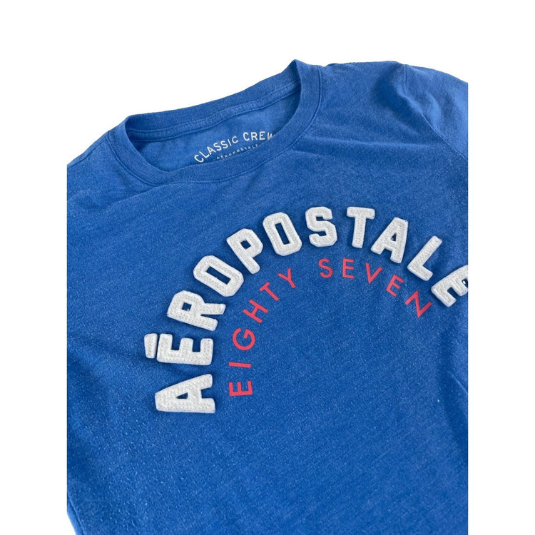 Aeropostale Women's Blue "Aéropostale Eighty Seven" Graphic Tee Size Small