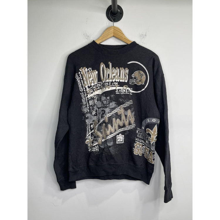 Men’s Vintage Fruit Of The Loom Sweatshirt NFL New Orleans Saints Black Sz XL