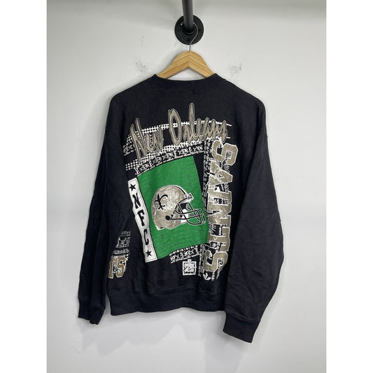 Men’s Vintage Fruit Of The Loom Sweatshirt NFL New Orleans Saints Black Sz XL