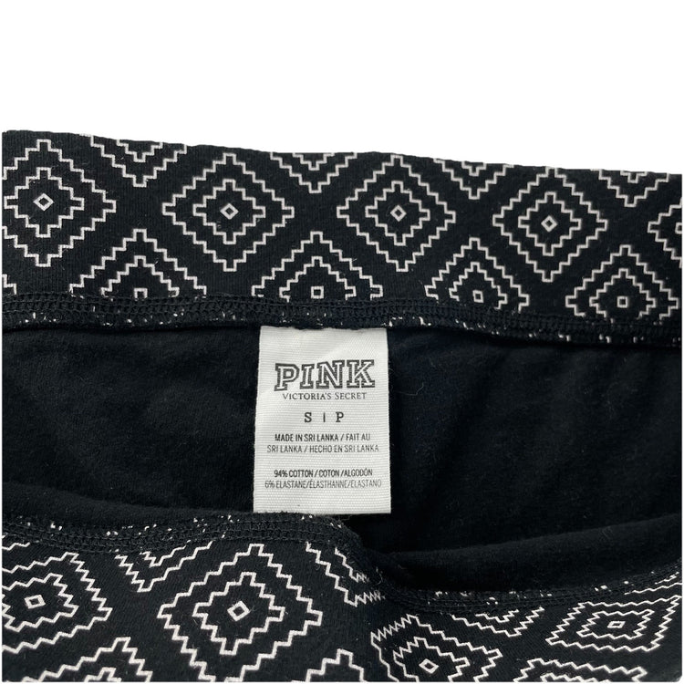 Womens Victoria’s Secret PINK Black Diamond Print Leggings Size Small