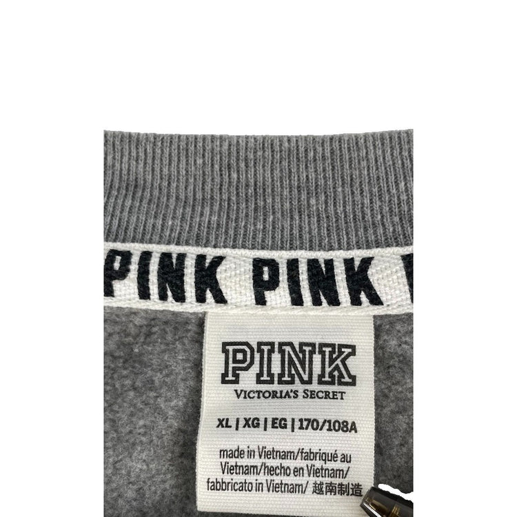 Womens Victorias Secret PINK | Yellow Grey Colorblock Graphic Sweatshirt Size Xl