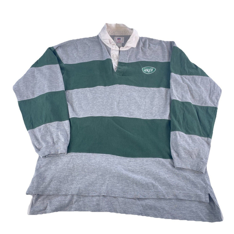 Mens NFL NY Jets Multicolor Longsleeve Polo Shirt Size L