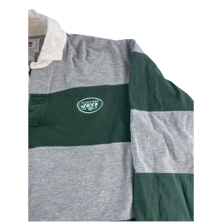 Mens NFL NY Jets Multicolor Longsleeve Polo Shirt Size L