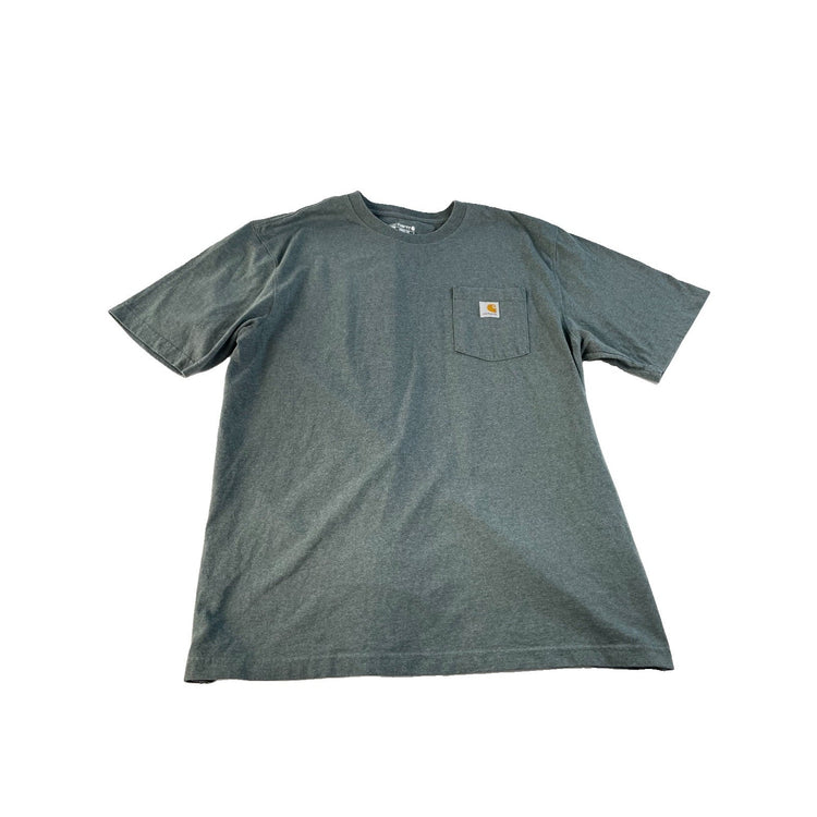 Men Carhartt Loose Fit Heavyweight ShortSleeve Pocket T-Shirt Grey/Green Size XL