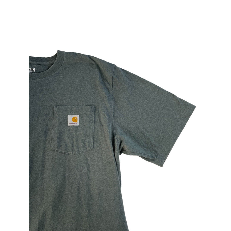 Men Carhartt Loose Fit Heavyweight ShortSleeve Pocket T-Shirt Grey/Green Size XL