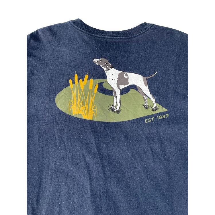Mens Carhartt Navy Blue Long Sleeve Sleeve Logo Dog Shirt Loose Fit Size M