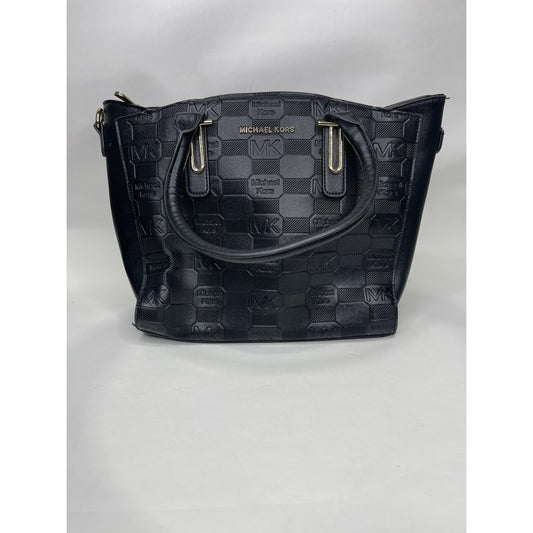 Women’s Michael Kors Jet Black And Gold Monogram Carry-all Purse