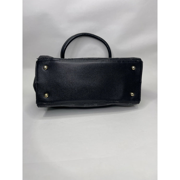 Women’s Michael Kors Jet Black And Gold Monogram Carry-all Purse