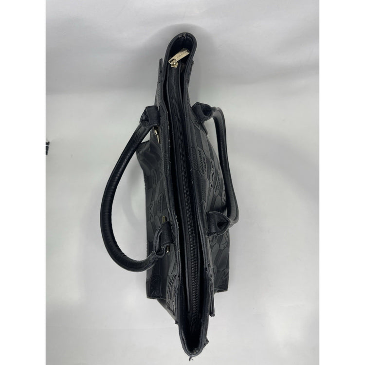 Women’s Michael Kors Jet Black And Gold Monogram Carry-all Purse