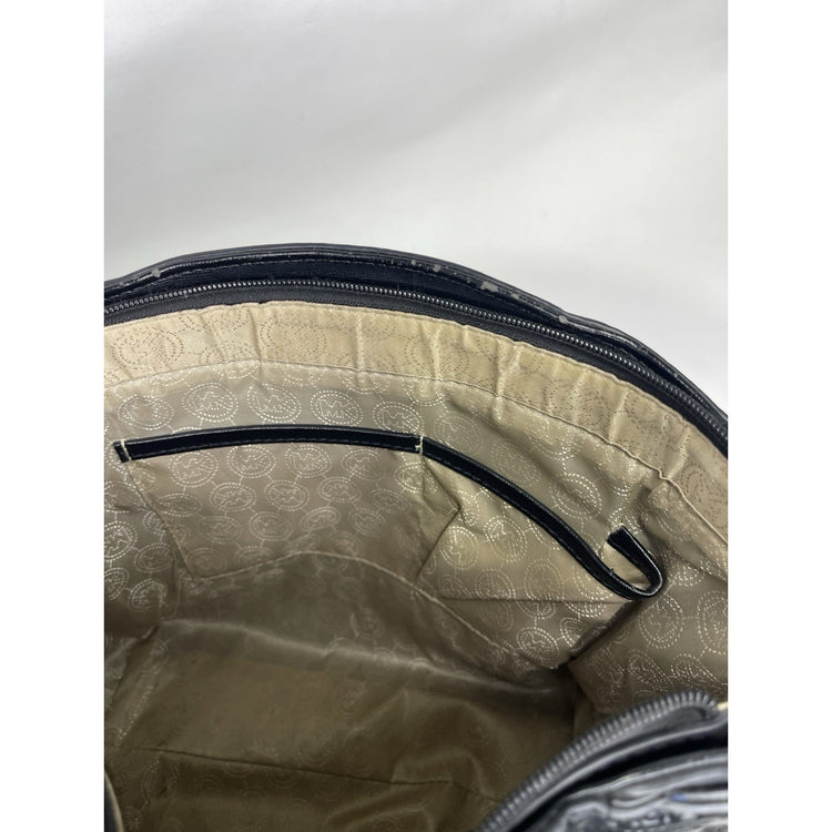 Women’s Michael Kors Jet Black And Gold Monogram Carry-all Purse