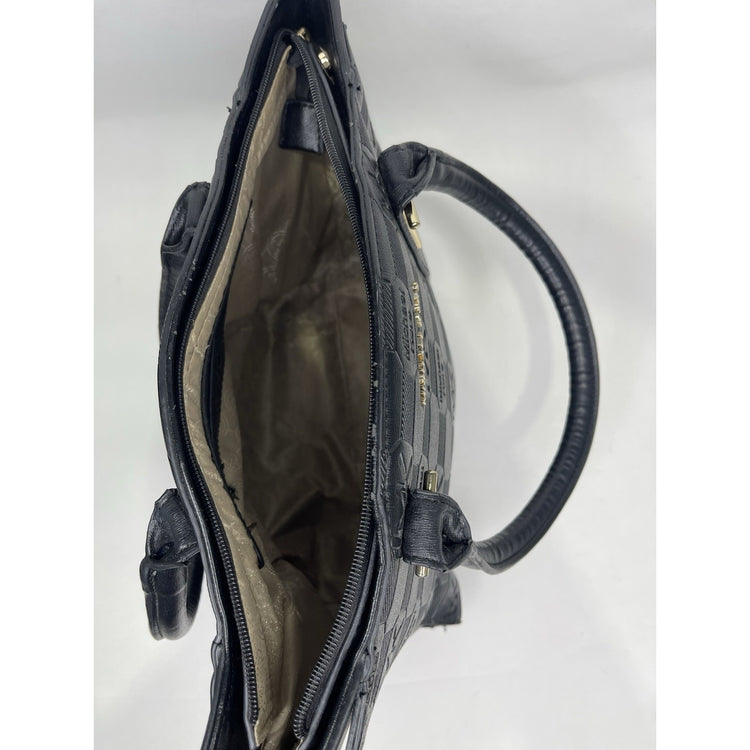 Women’s Michael Kors Jet Black And Gold Monogram Carry-all Purse