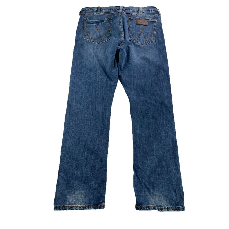 Mens Wranglers Retro Slim Straight Blue Denim Jeans Size 38x32