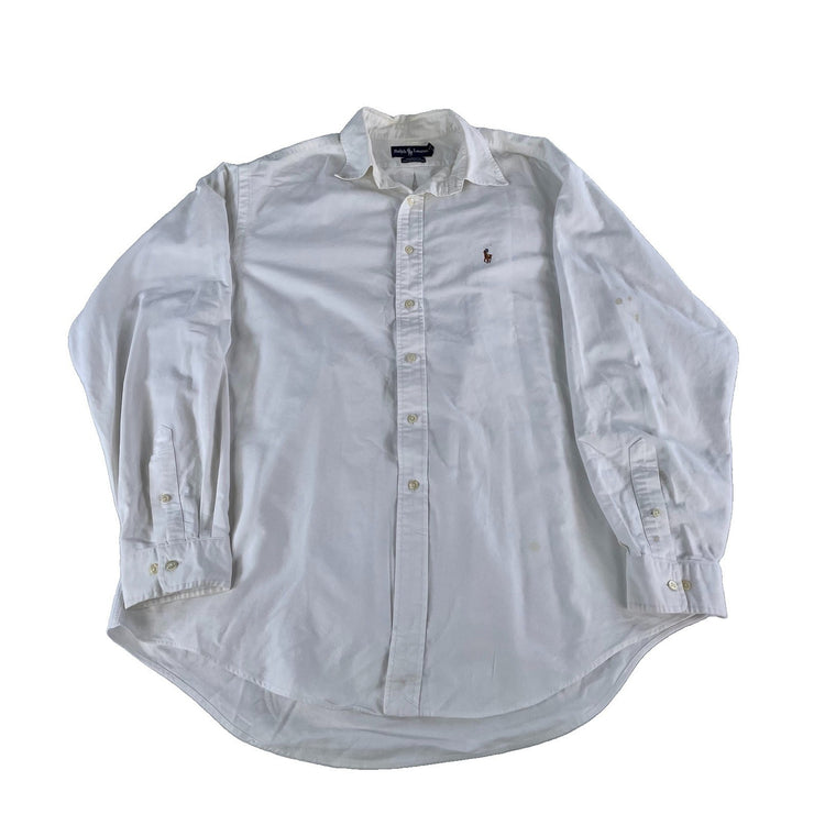 Mens Ralph Lauren Classic White Button-Up Longsleeve Shirt Size 17 36/37