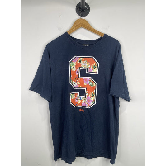 Men’s Stussy T-Shirt Double Sided Skateboard Surf S/S Floral Sz XL