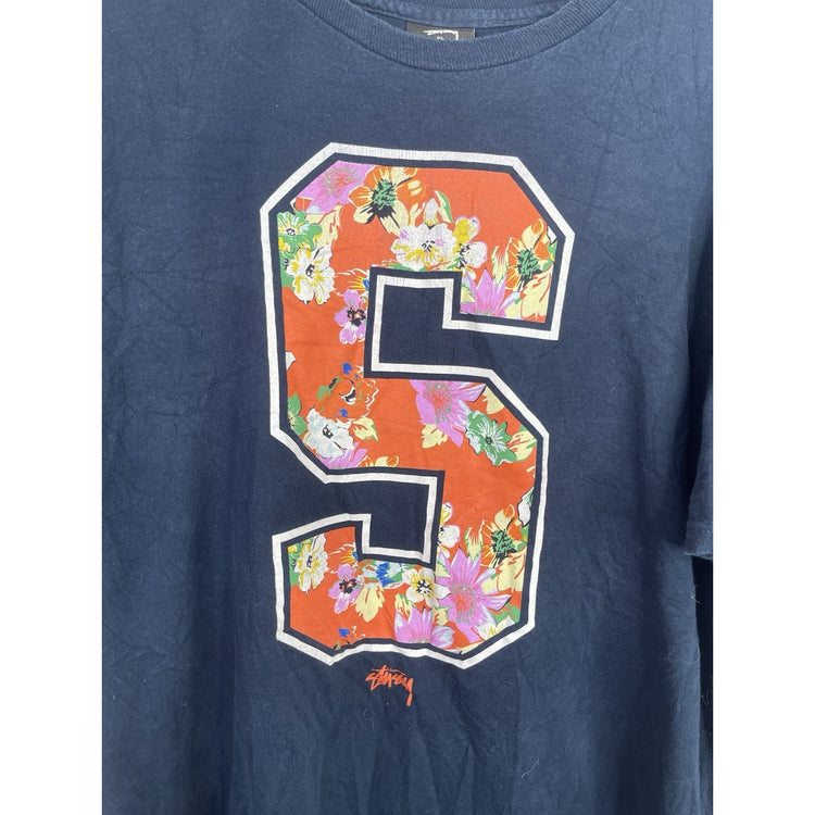 Men’s Stussy T-Shirt Double Sided Skateboard Surf S/S Floral Sz XL