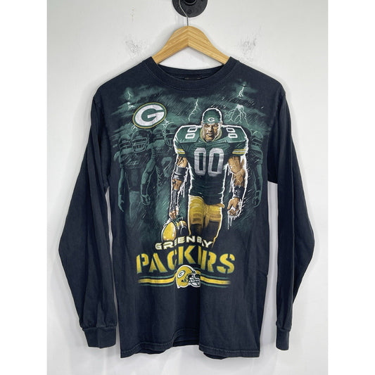 Men’s Vintage Black Graphic Green Bay Packers NFL Team Apparel Long Sleeve Sz M