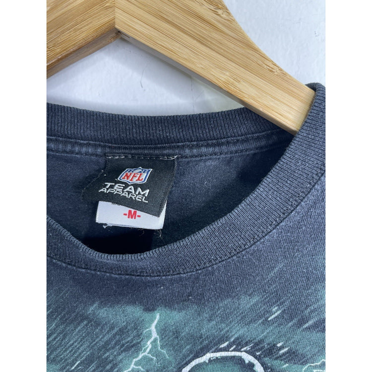 Men’s Vintage Black Graphic Green Bay Packers NFL Team Apparel Long Sleeve Sz M