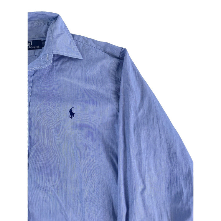 Mens Polo My Ralph Lauren Blue White Stipes Dress Shirt Size 15-32/33